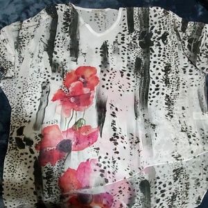 Jess and Jane leopard poppy sheer top